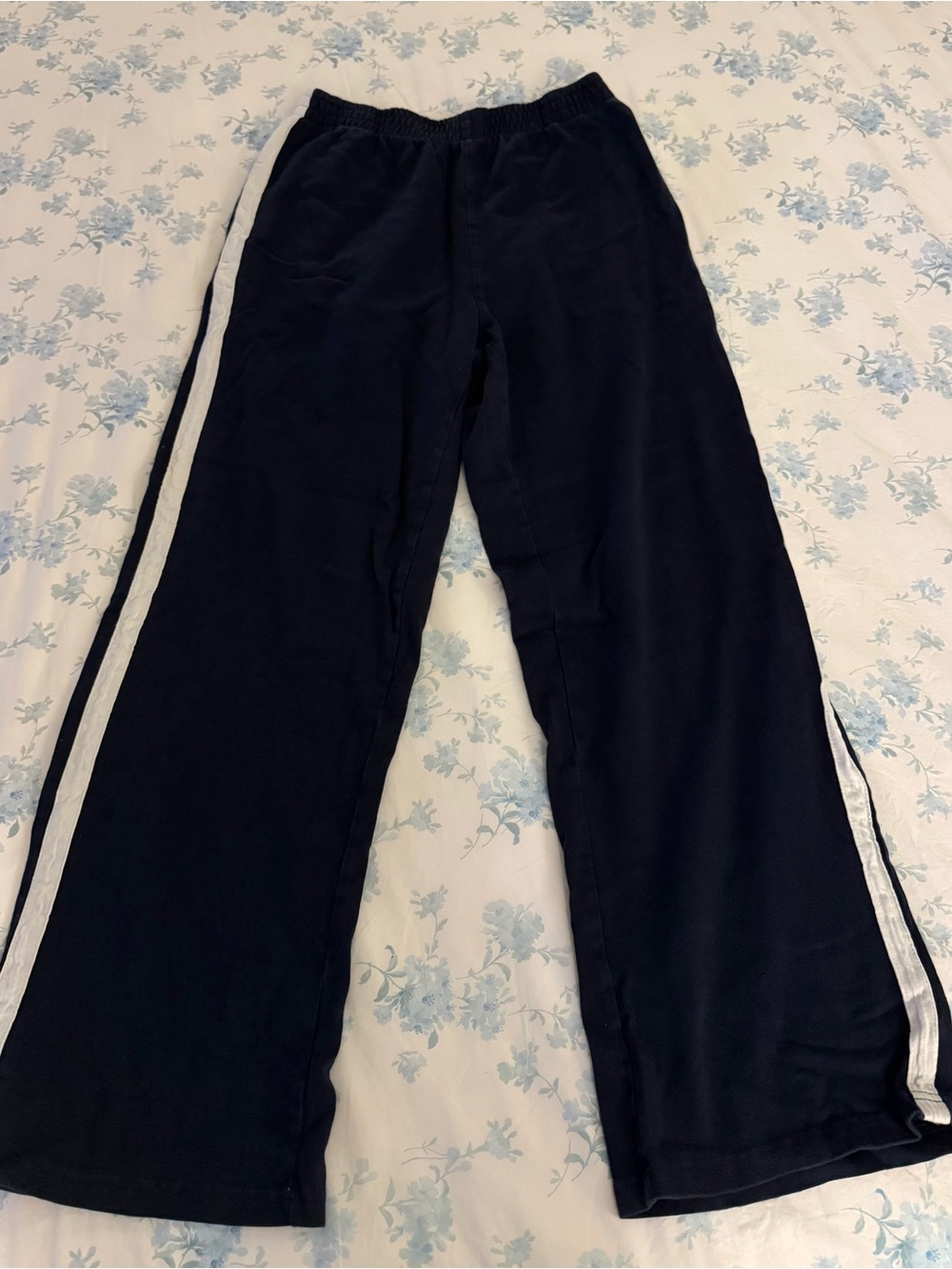 Brandy Melville Navy Track Pants with White Side Stripe - Picture 3 of 5